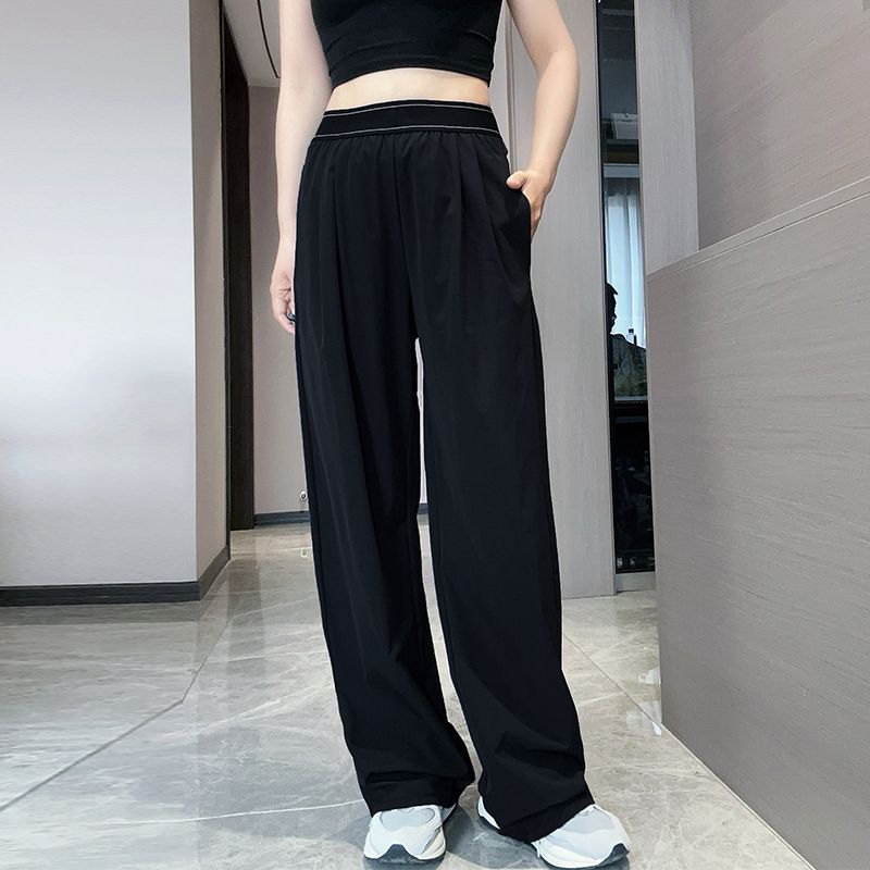 Yoga Suit Up Trouser Elasticity High Waist Trousers Casual Sports Pants Women Loose Wide-leg Drape Straight-leg Pants