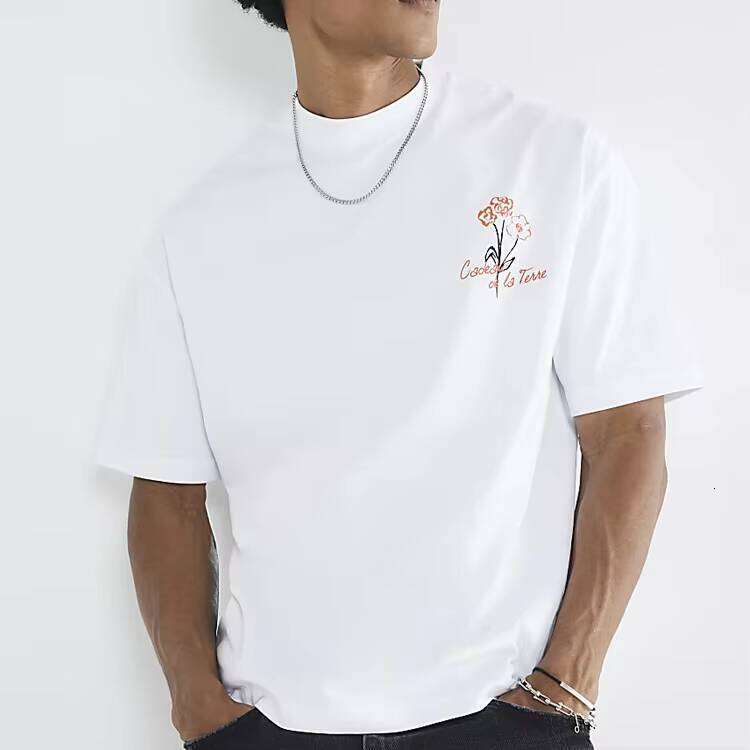 Heavyweight 100% Cotton Seven-Point T-Shirt Men's Casual Style Summer Hip-Hop Graphic Print Square Fit Blank Design