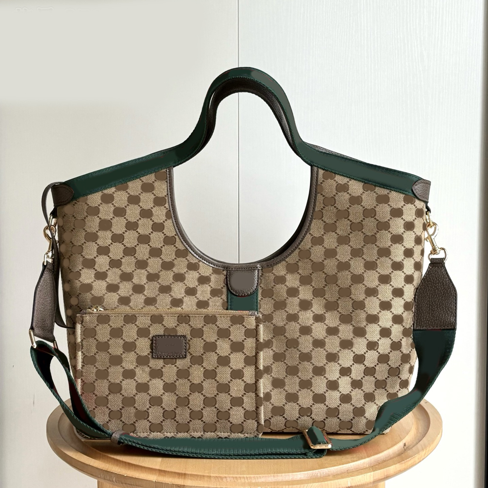 853971 giglio large tote bags designer womens purse handbags shoulder crossbody canvas leather high quality green and red web canvas trim beige and dark brown GB8706