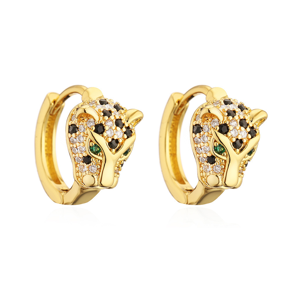 Luxury Brand Designer Jewelry Aogu European And American Trendy Fashion Exquisite Leopard Earrings For Women Copper Gold Plated Zirconia Personality E