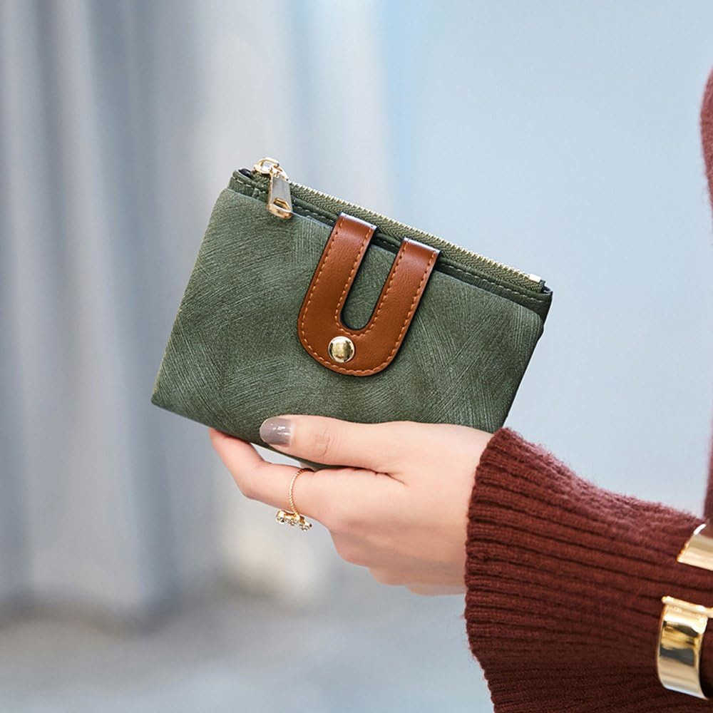 TOPKULL Womens Wallets Bifold Leather Small Wallets for Women Mini Rfid Thin Billfolds Ladies Wallets Slim Compact with Zipper Coin Pocket greenZ25091