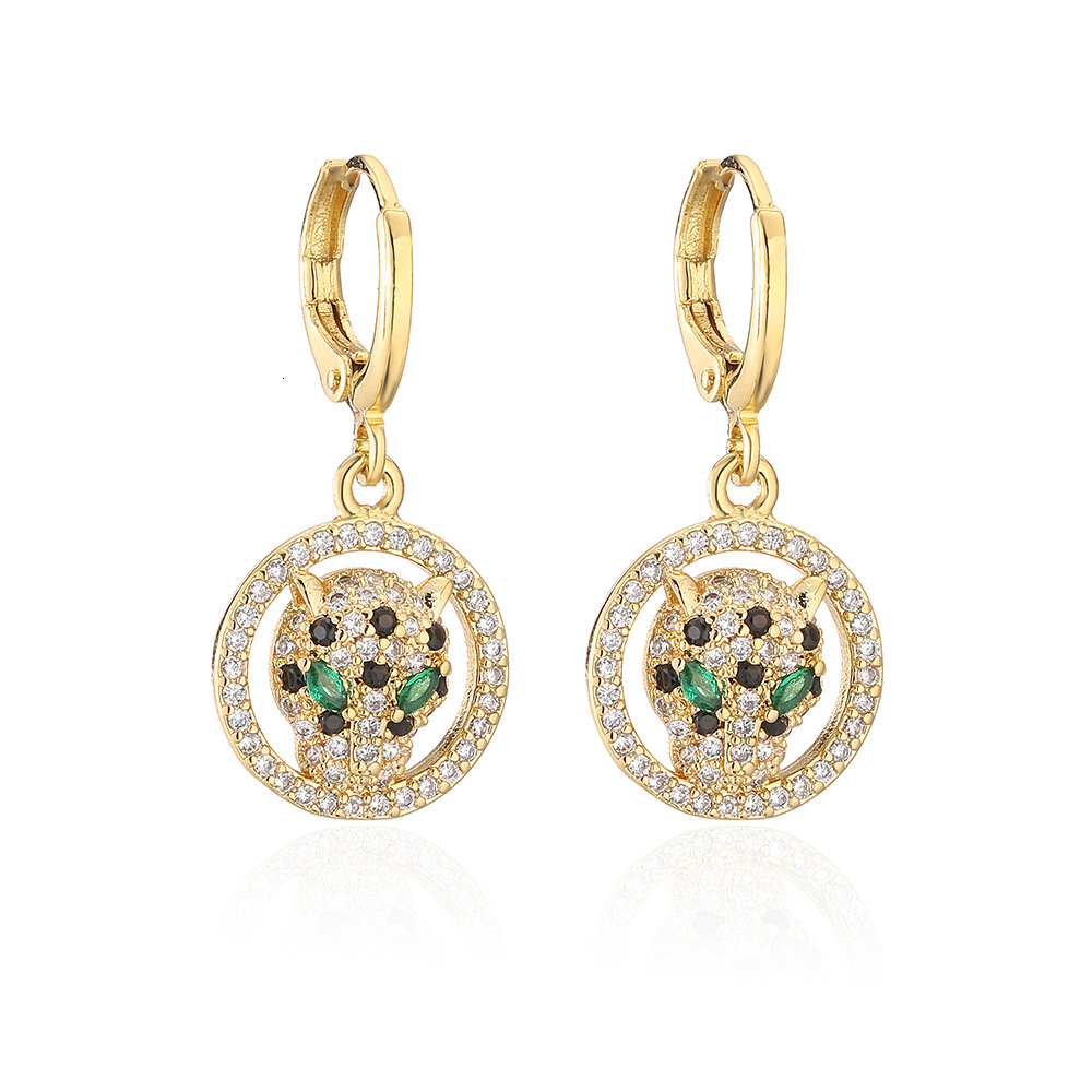 Luxury Brand Designer Jewelry Aogu European And American Trendy Fashion Exquisite Leopard Earrings For Women Copper Gold Plated Zirconia Personality E
