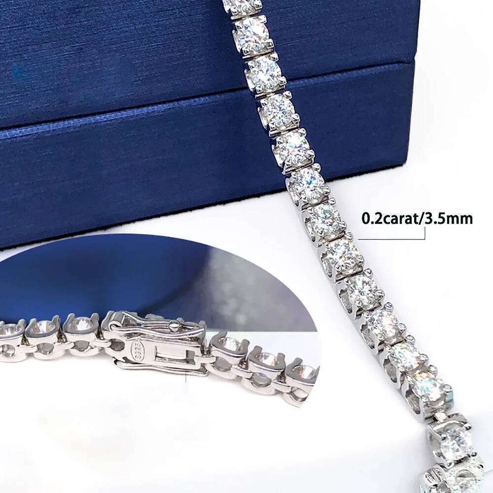 Gra Certified 35mm Full Moissanite Diamond Tennis Bracelet 100 925 Sterling Silver UShape Bullhead Bracelets for Women Men