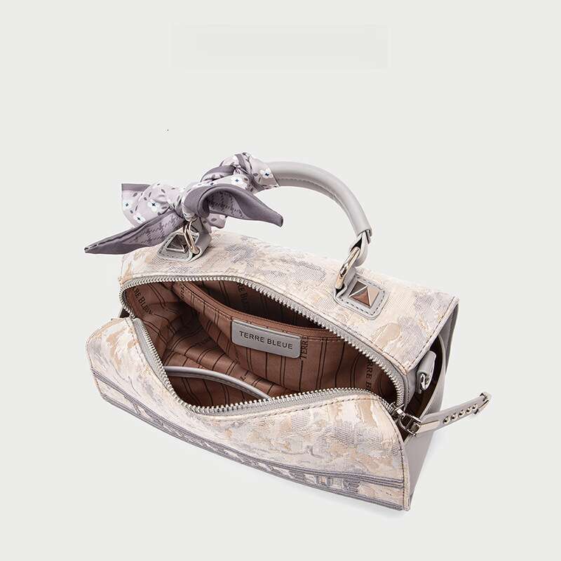 DHpet_wholesale 2025 Women's Boston Bag - Vintage Print Shoulder Purse with Pillow Design, Medium Capacity Crossbody Bag for Daily Use