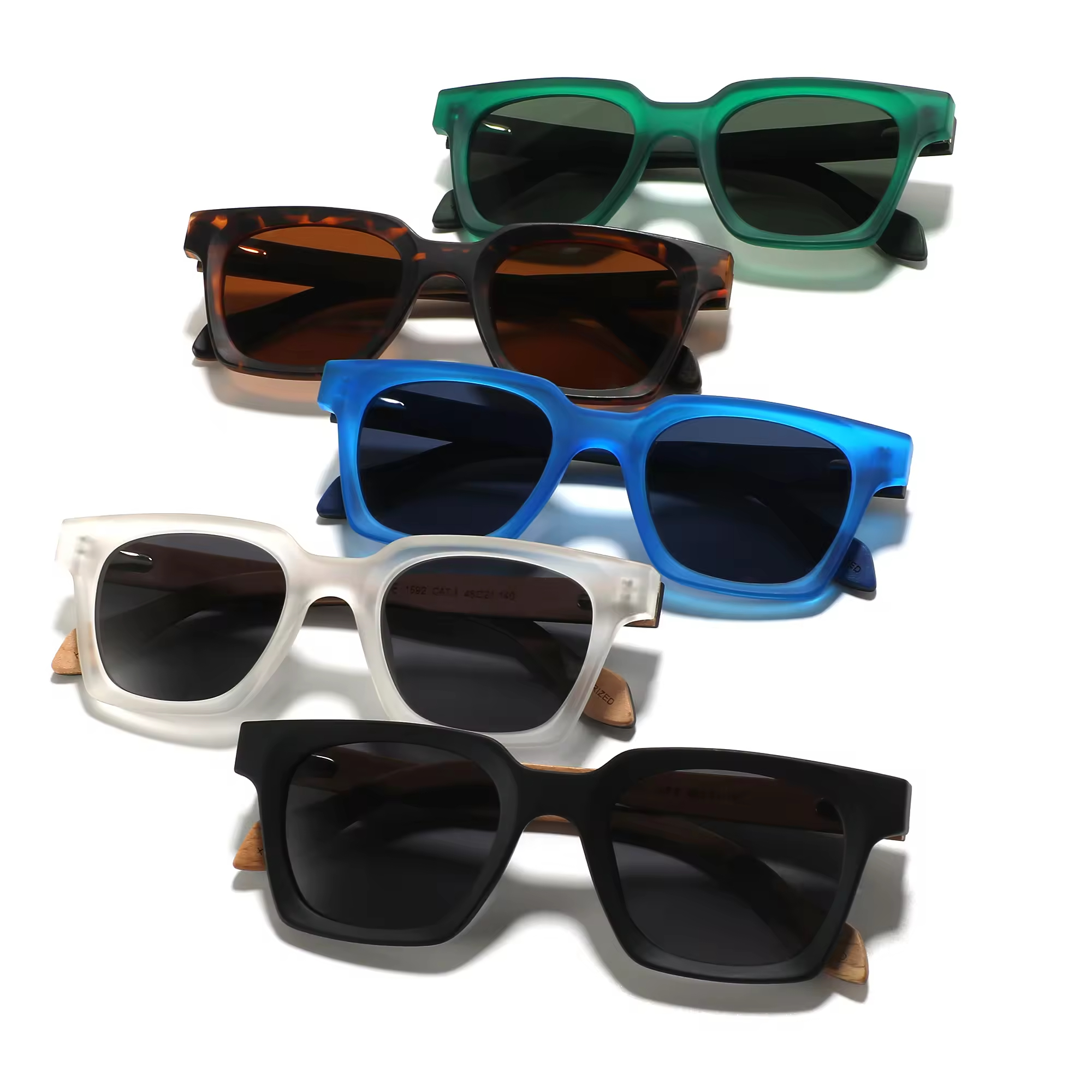 Reasonable price and high quality female men's sunglasses hand-made rectangular square custom logo wood polarized sunglasses hand-made wooden leg