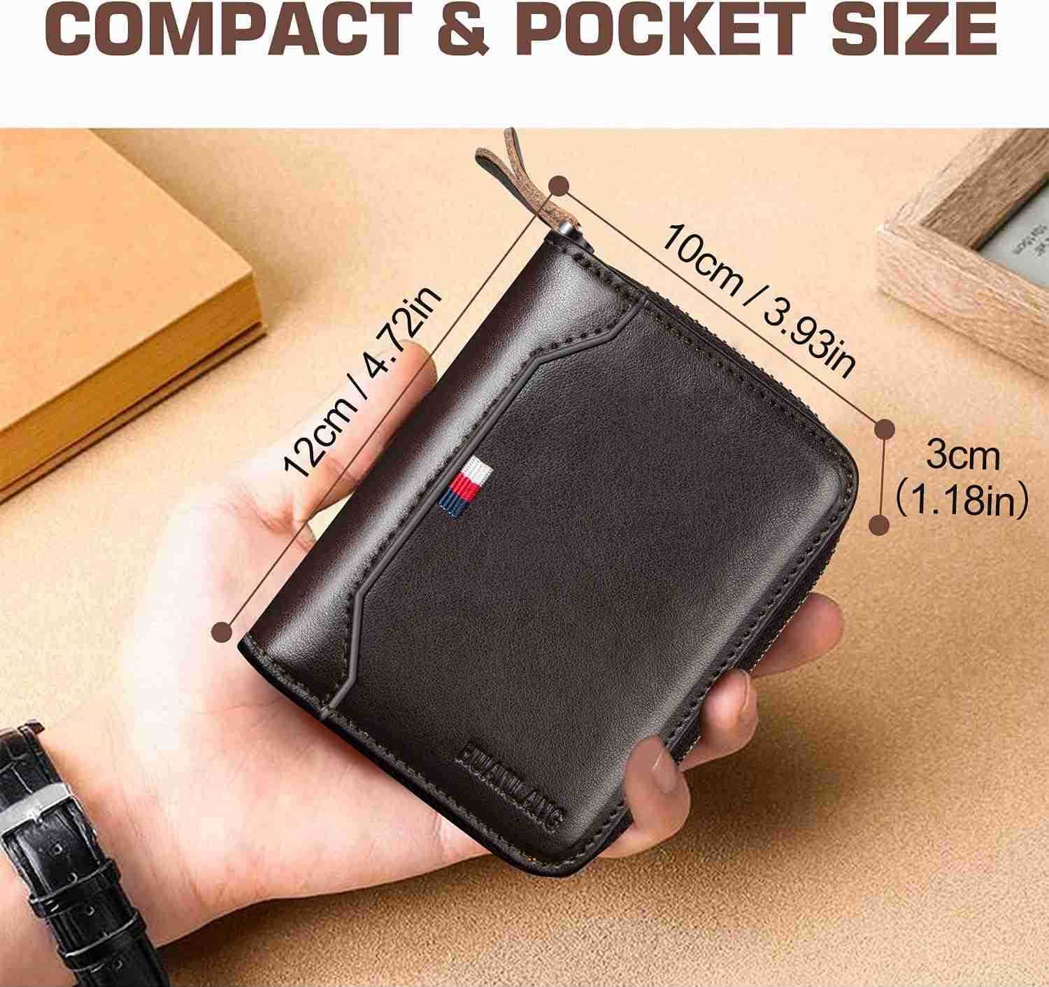 Mens Wallet RFID Blocking Multi Card Holder Wallets for Men Bifold Wallet with Zipper Small Mens Leather WalletZ250911