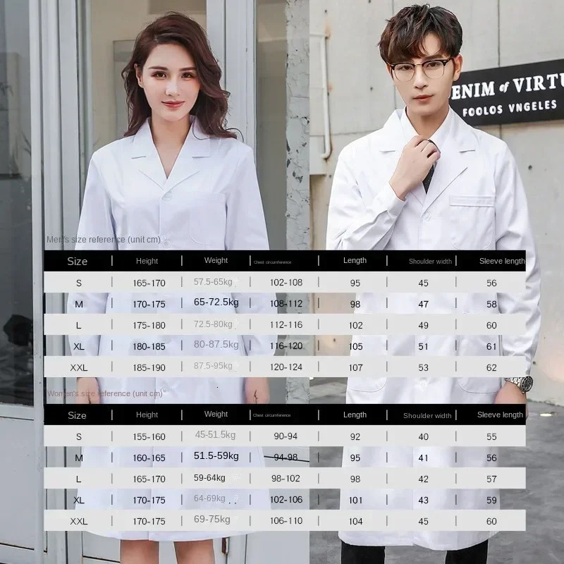 Nurse Overalls White Coat Female Longsleeved Doctors Uniform Male Shortsleeved Doctor Lab Coat Laboratory College Chemistry250901
