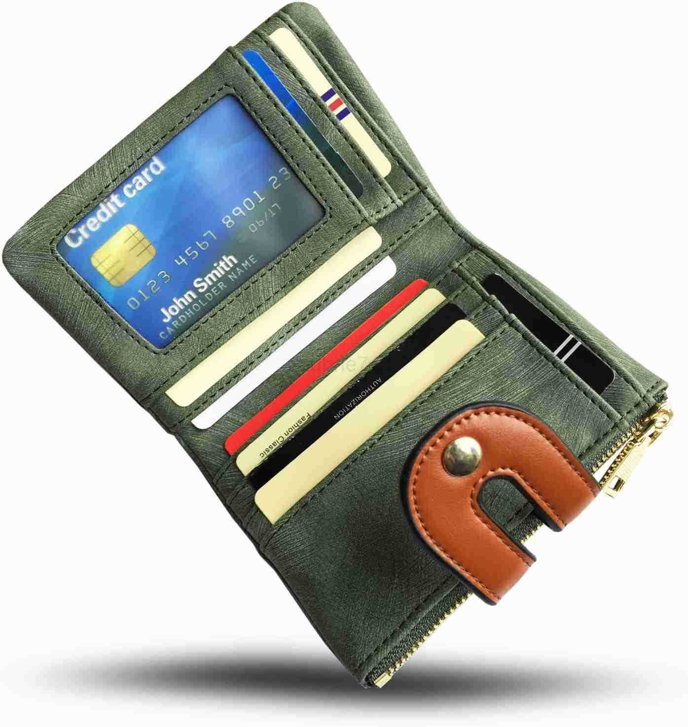 TOPKULL Womens Wallets Bifold Leather Small Wallets for Women Mini Rfid Thin Billfolds Ladies Wallets Slim Compact with Zipper Coin Pocket greenZ25091