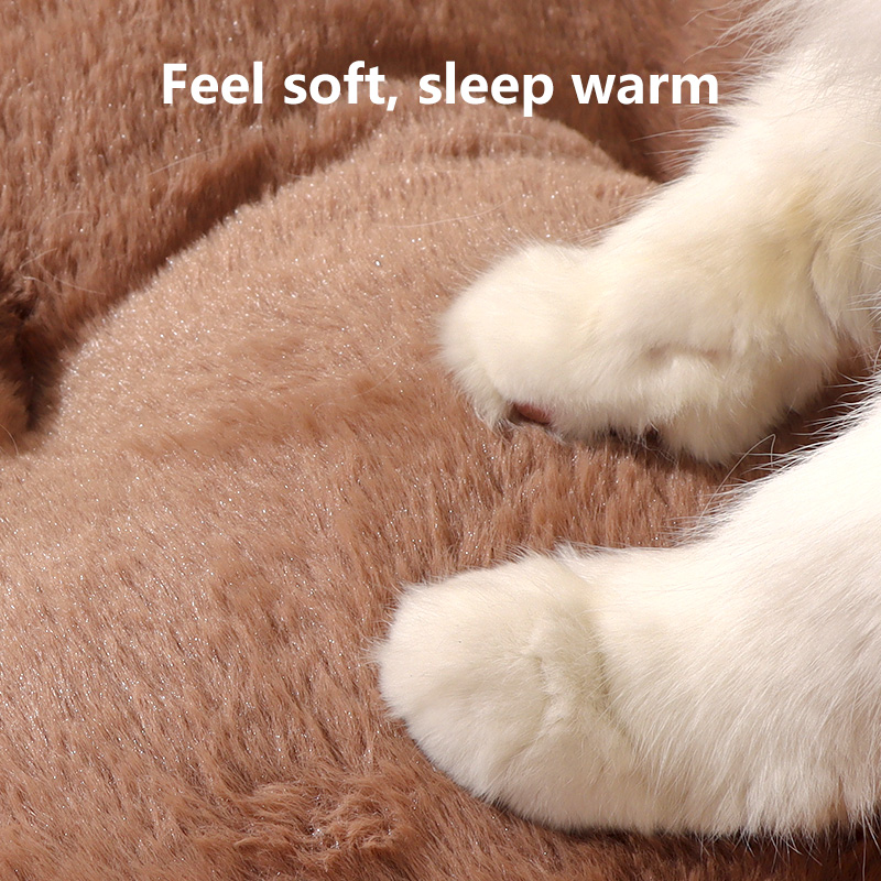 Coffee color Cat Bed & Cat Sleeping Mat: Ultra-Soft Fleece, All-Season Universal Pet Sleeping Mat with Non-Slip Base, Scratch-Resistant & Bite-Resista