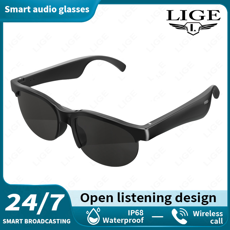 LIGE universal smart glasses, outdoor sunglasses, music control, wireless call audio glasses, outdoor sports glasses,Waterproofing for daily life
