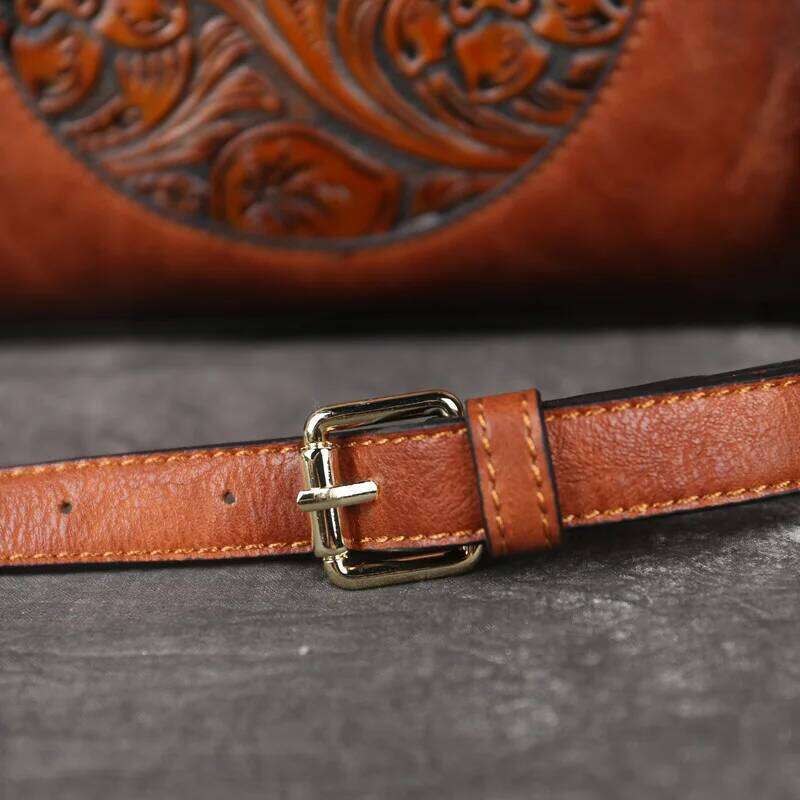 2025 New High Quality Leather Handbag Retro Handmade Emed Shoulder Bag For Women Large Capacity Female Messenger Bags