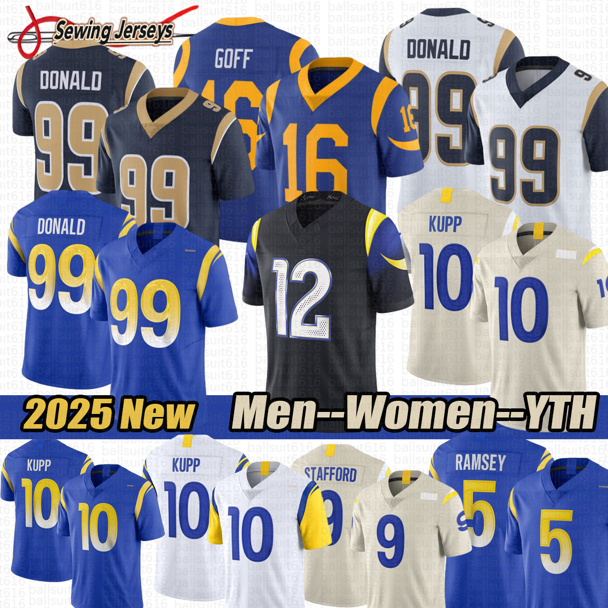 Los Angelescity RamsS Jersey la RamsJersey Matthew Stafford Puka Nacua Aaron Donald Jared Verse Davante Adams Kyren Williams Football Jerseys