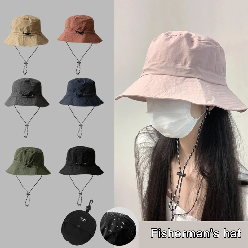 Unisex OUTDOIRS Mountain Range Embroidery Panama Fisherman Hat Outdoor Travel Hat Sunscreen Hats for Men Women Bucket Hat 250901