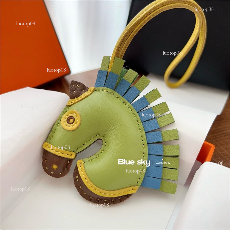 Fashion style cute handmade sheepskin pony head pendant genuine leather war horse unicorn bag charm highend car hanging decoration for women Luxurys d