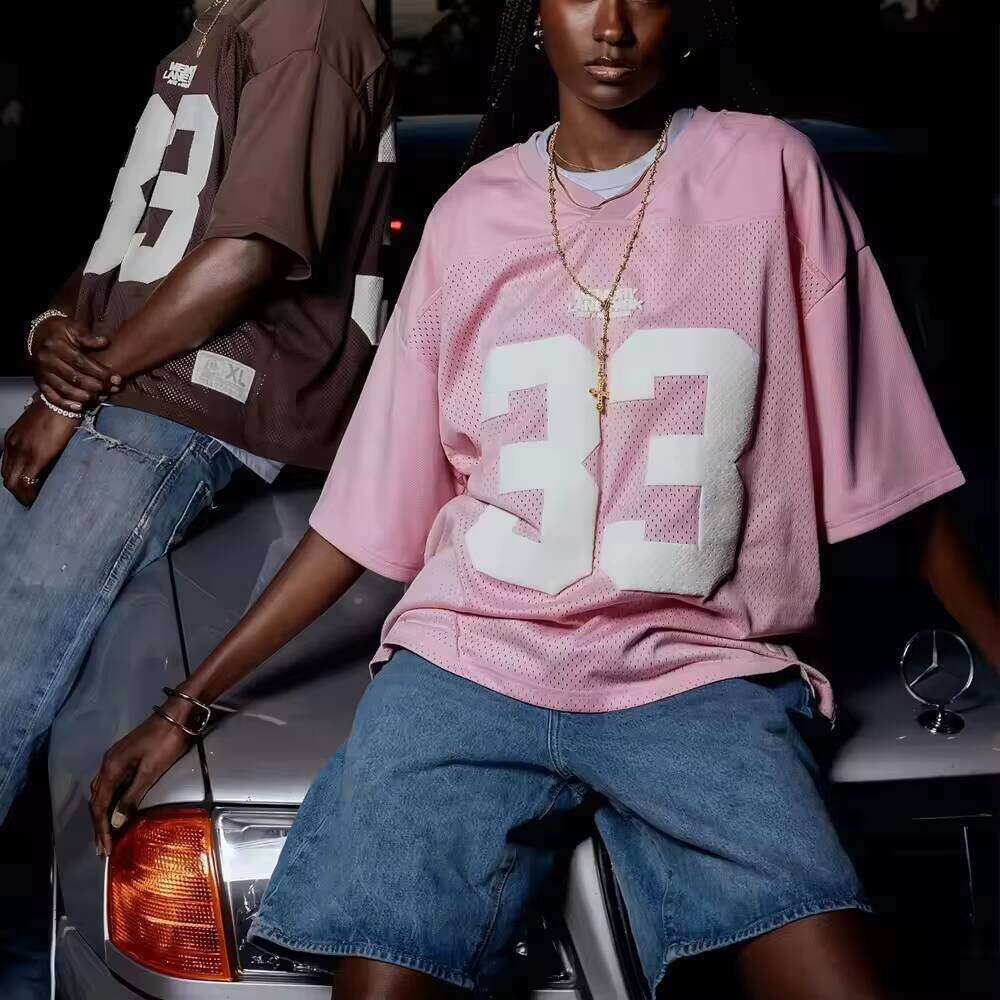 Men's V-Neck Football Sports Shirt T-Shirt Quick-Dry Heavyweight Square Puff Print Mesh 100% Polyester Knit