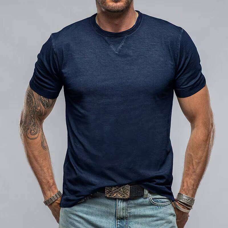 Men's Comfortable T-Shirt 180g Knitted Fabric Round Neck Short Sleeve Solid Color Muscle Breathable Casual Outdoor Commuting