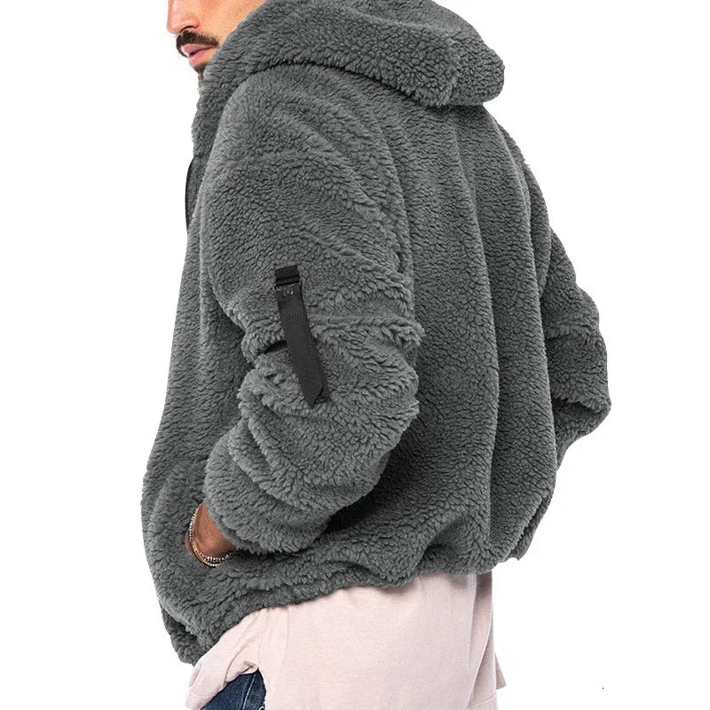 Mens Teddy Bear Fleece Coat Winter Autumn Warm Long Sleeve Jacket Fur Fluffy Hooded Outwear Jumper Hoodies Windbreaker 250901
