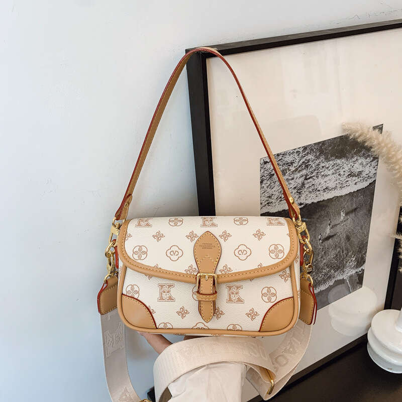Designer Crossbody Bags Fashion Saddle Bag for Women 2025 New Printed Small Square Light Luxury Shoulder Crossbody Bag