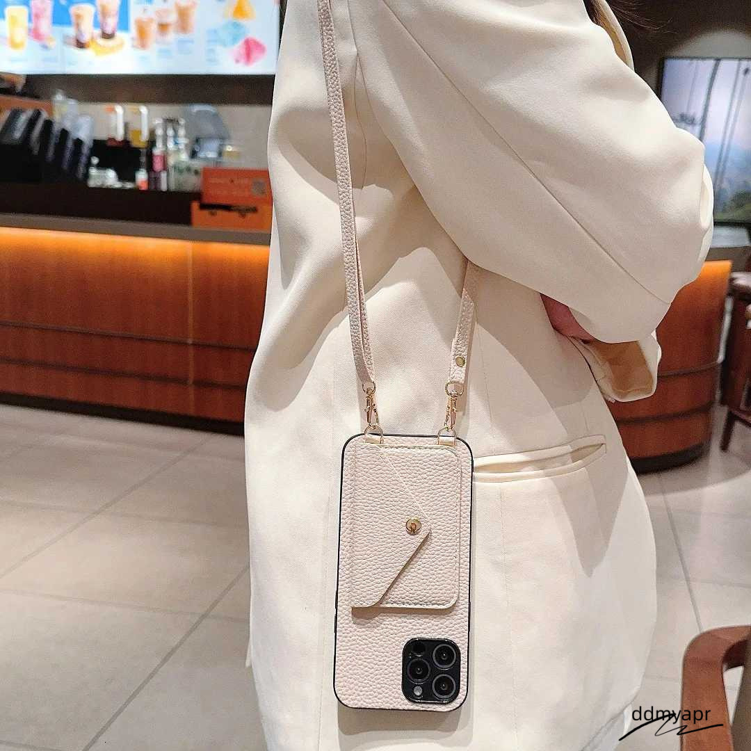 Crossbody Strap Leather Card Slot Pocket Wallet Case For Iphone 11 12 13 14 15 Ddmyaug Pro Max Plus Lanyard Phone Bag Cover Purse Y240815 Ddmyaug