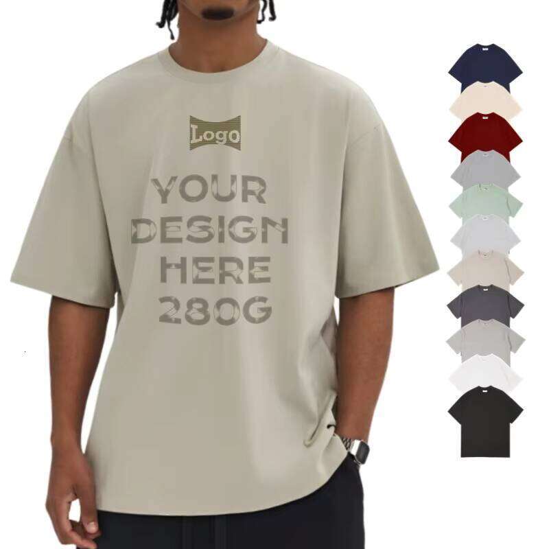 Luxury 280Gsm Heavyweight 100% Cotton Logo Printed Design Round Neck Short Sleeve Men's T-Shirt