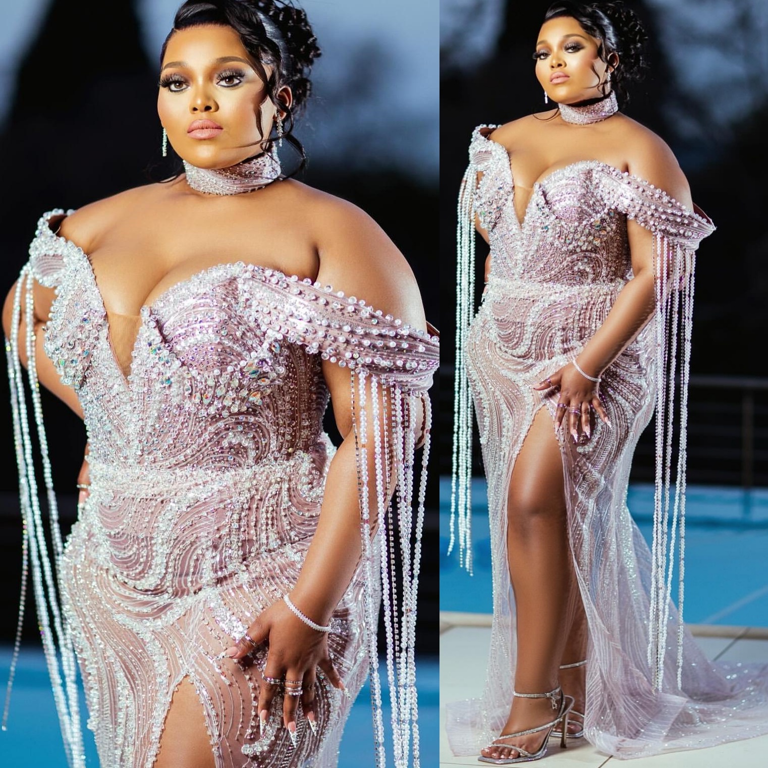 Aso Ebi Mermaid Ivory Prom Dresses 2025 Illusion Crystals Sequined Evening Formal Party Second Birthday Engagement Gowns Plus Size Dress For Special O