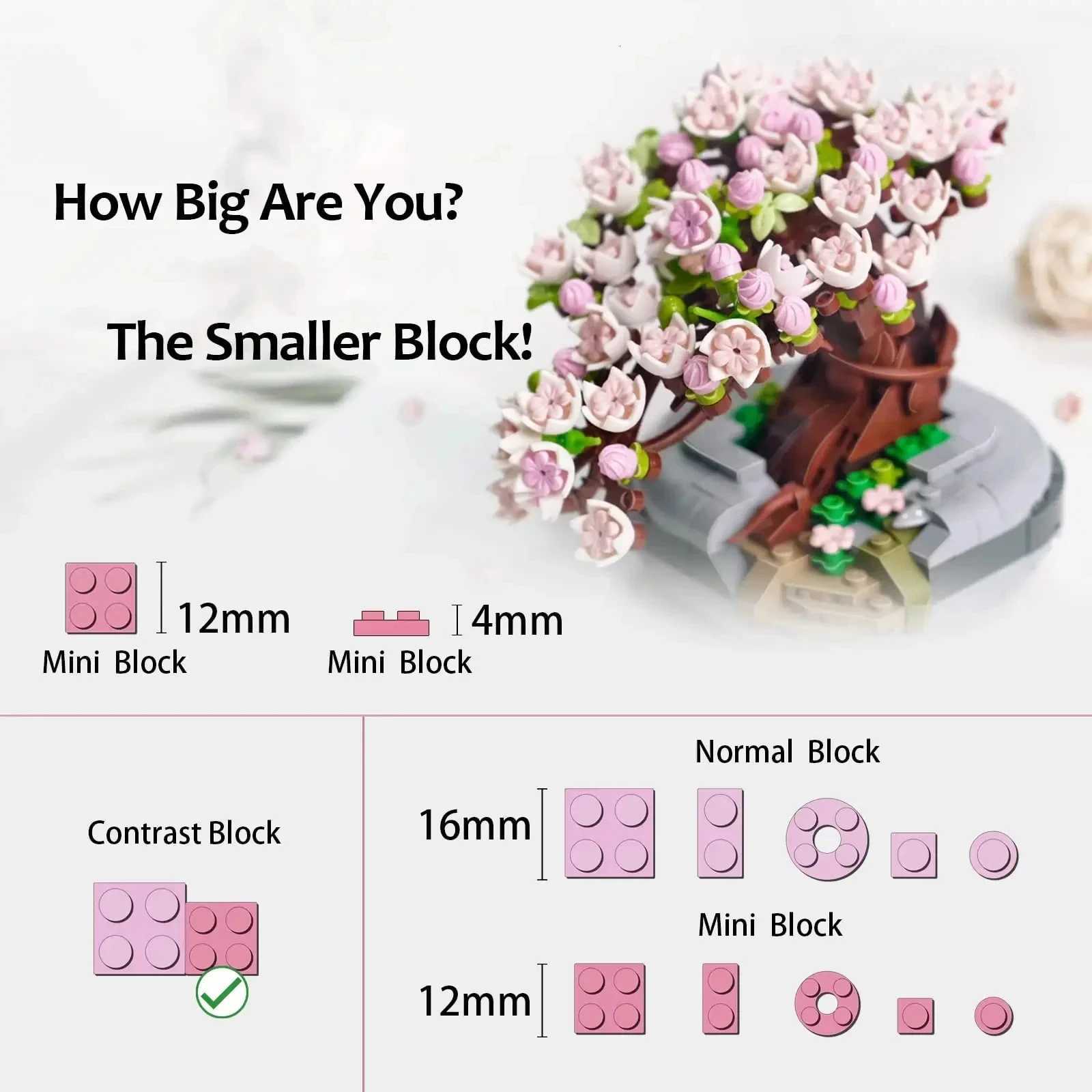 Mini Plant Bonsai Building Block Flower Plant Cherry Blossom Tree Potted Bouquet Model Bricks Home Decoration Toy For Kids Gifts G250902