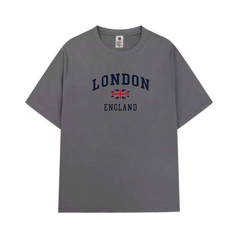 100% Cotton Men's Round Neck Short Sleeve 230g British Flag Print Casual T-Shirt Knitted Fabric