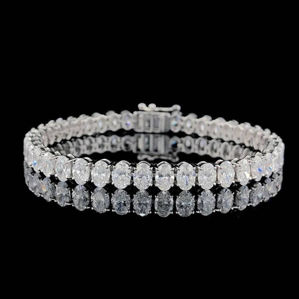 05Carat Oval Cut Full Moissanite Tennis Bracelets for Women 100 925 Sterling Silver D VVS1 Diamond Bangle with Gra Certificate