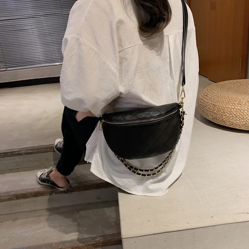 Chain Waist Bags Women Leather Belt Bags Female Fanny Pack High-quality Zipper Chest packs Banana Bags Phone pocket 250815 - view 4