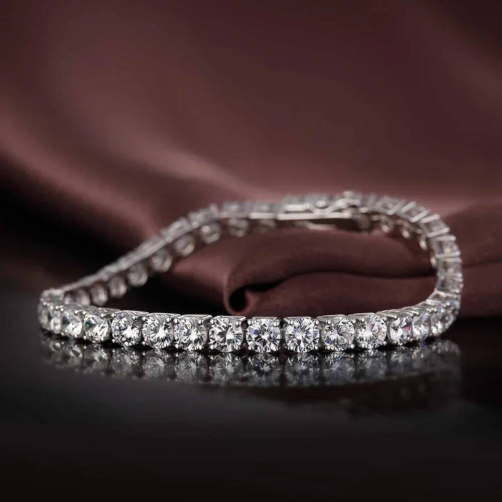 Real Moissanite Tennis Bracelet for Women Men 2565mm Lab Diamond Bangle with Certificates 925 Sterling Silver Fine Jewelry