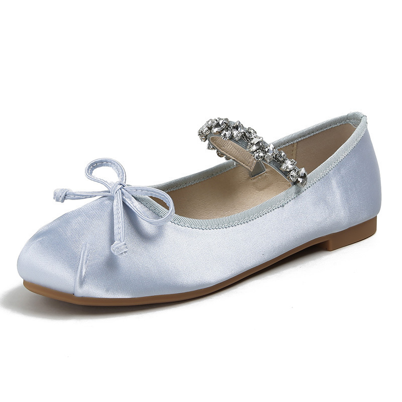Designer Luxury Simple Women's Dance Versatile Round-toed Full-bag Flat Ballet Shoes Are Soft And Comfortable Diamond-encrusted Straps Bow Decora
