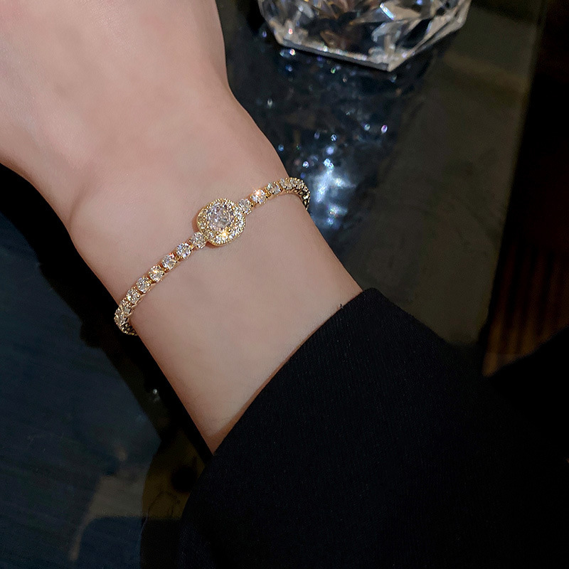 Trendy Design Geometric Inlaid Dia Ins Style Simple Elegant Best Friend Bracelet Internet Celebrity Personality Versatile Jewelry - view 7