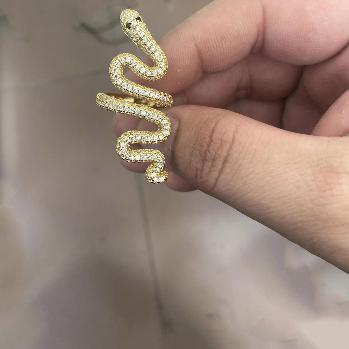 Exquisite Gold And Silver Ring, Fashionable Snake Outfit Design, Exquisite Zircon Inlay, Suitable For Daily Wear And Holiday Gifts, Trendy Exquisite J