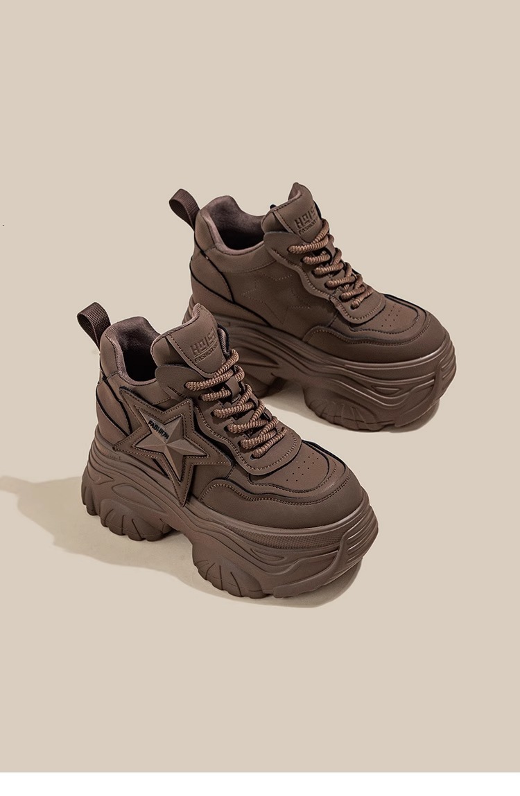 ThickSoled Dad Shoes for Women Spring Single Shoes Sports Casual Shoes for Petite Women HeightIncreasing Early Autumn Shoes 7cm Hidden Wedge Shoes for