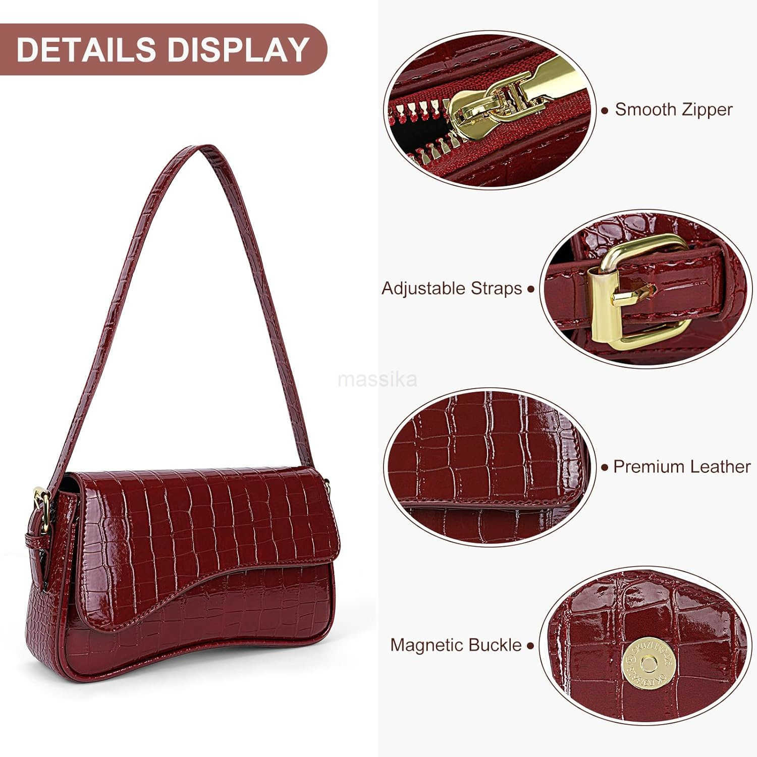 Small Shoulder Bag Y2K Purses for Women Crocodile Handbag Clutch Purse Classic Crossbody Bag Satchel Purse M250910