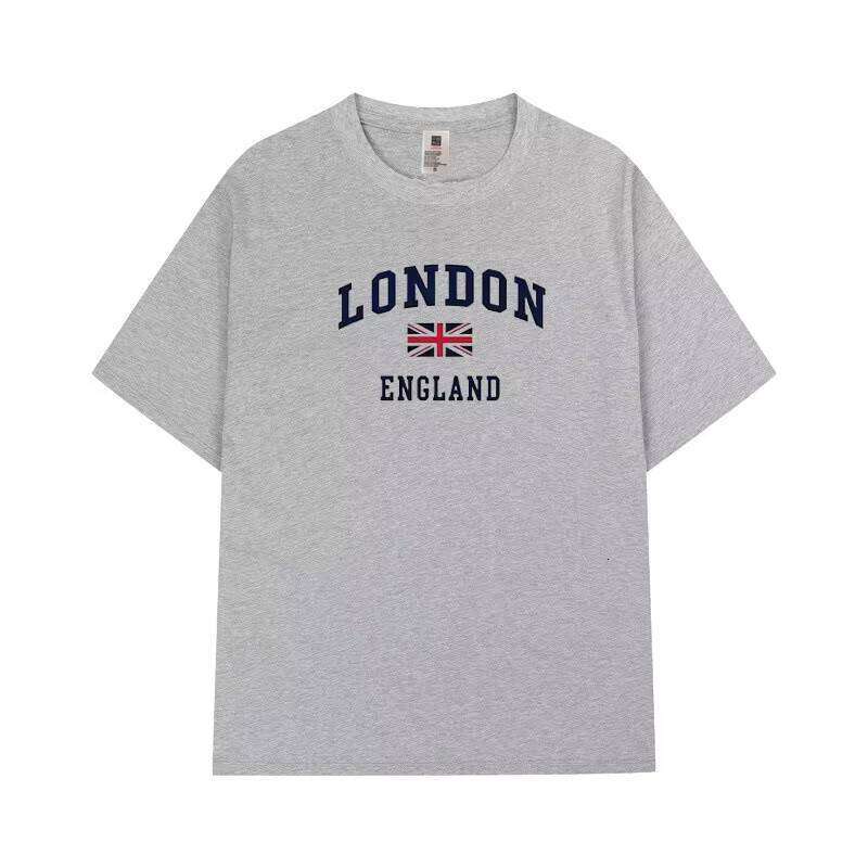 100% Cotton Men's Round Neck Short Sleeve 230g British Flag Print Casual T-Shirt Knitted Fabric