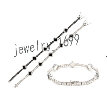 New Design Pass Test 3mm 925 Sterling Silver Luxury Hip Hop Jewelry Moissanite Diamond Four Cleef Clover Tennis Chain Bracelets