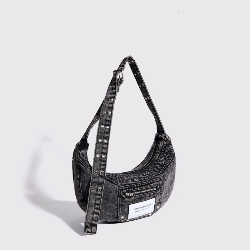 autumn new women s underarm atmosphere bag niche design retro washed denim bag fashionable light luxury designer shoulder bag