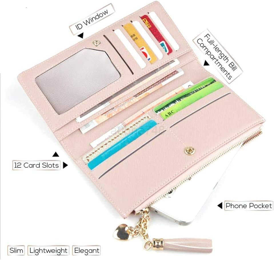 Womens Wallet Cute Elegant Long Slim Card Holder Case Minimalist Coin Purse Thin Tassels Zip Clutch Wallets for Girls LadiesZ250911