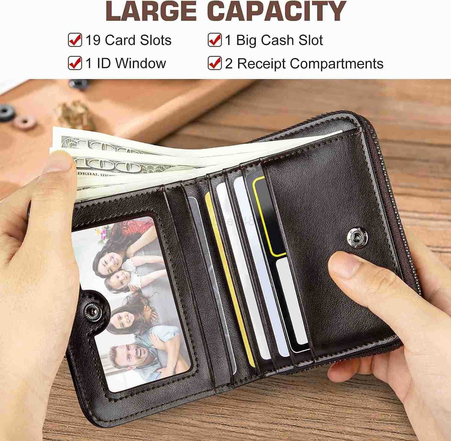 Mens Wallet RFID Blocking Multi Card Holder Wallets for Men Bifold Wallet with Zipper Small Mens Leather WalletZ250911