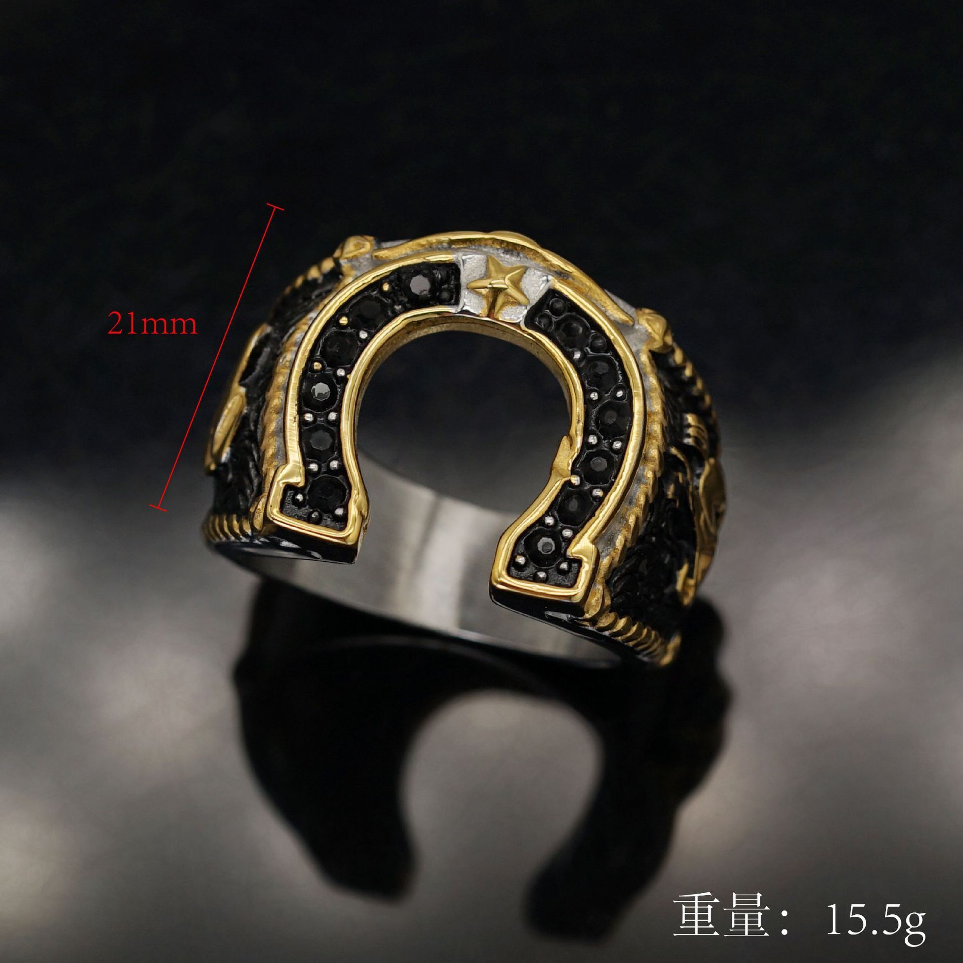 Luxury Brand Designer Jewelry Wish American Western Spirit Horseshoe Ring 316 Stainless Steel Cowboy Boots Gold And Silver Two-Tone Pointed Diamond Dy