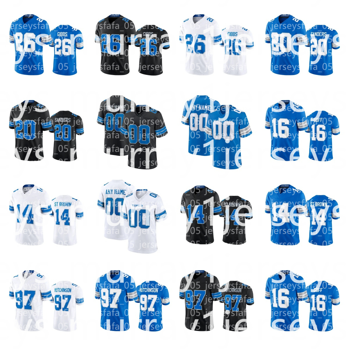 NFL Lions Jersey 14 Amon-Ra St. Brown Carlton Davis III Jack Campbell Kerby Joseph Penei Sewell Brock Wright Terrion Arnold Malcolm Rodriguez Kalif Football youth