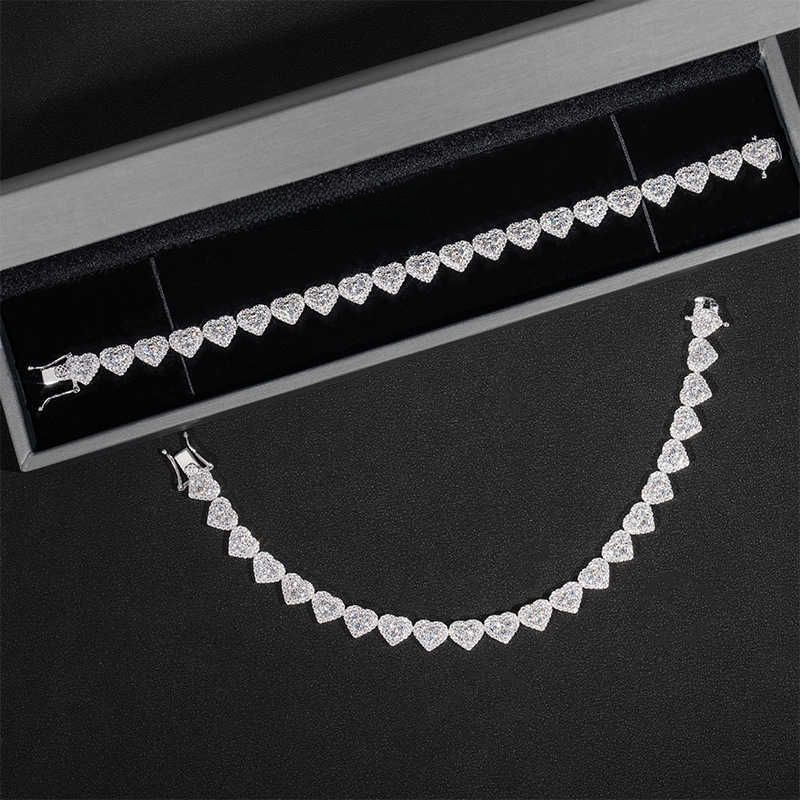 Pendant Necklaces Fine Hip Hop Sier Vvs Moissanite Dia Iced Out Heart Bracelet Tennis Chain Jewelry Women Men Necklace Drop De Otk8U
