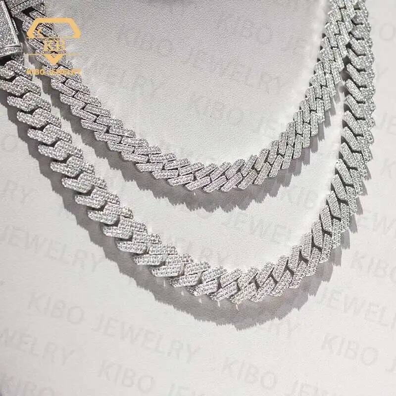 Ready For Ship Mens Hip Hop Jewelry 10mm 12mm 925 Sterling Silver Moissanite Cuban Link Chain Iced Out Necklace
