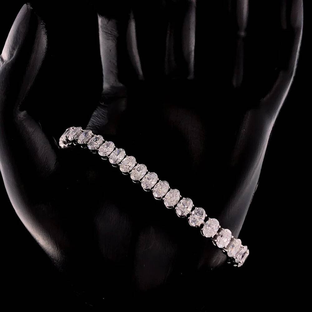05Carat Oval Cut Full Moissanite Tennis Bracelets for Women 100 925 Sterling Silver D VVS1 Diamond Bangle with Gra Certificate