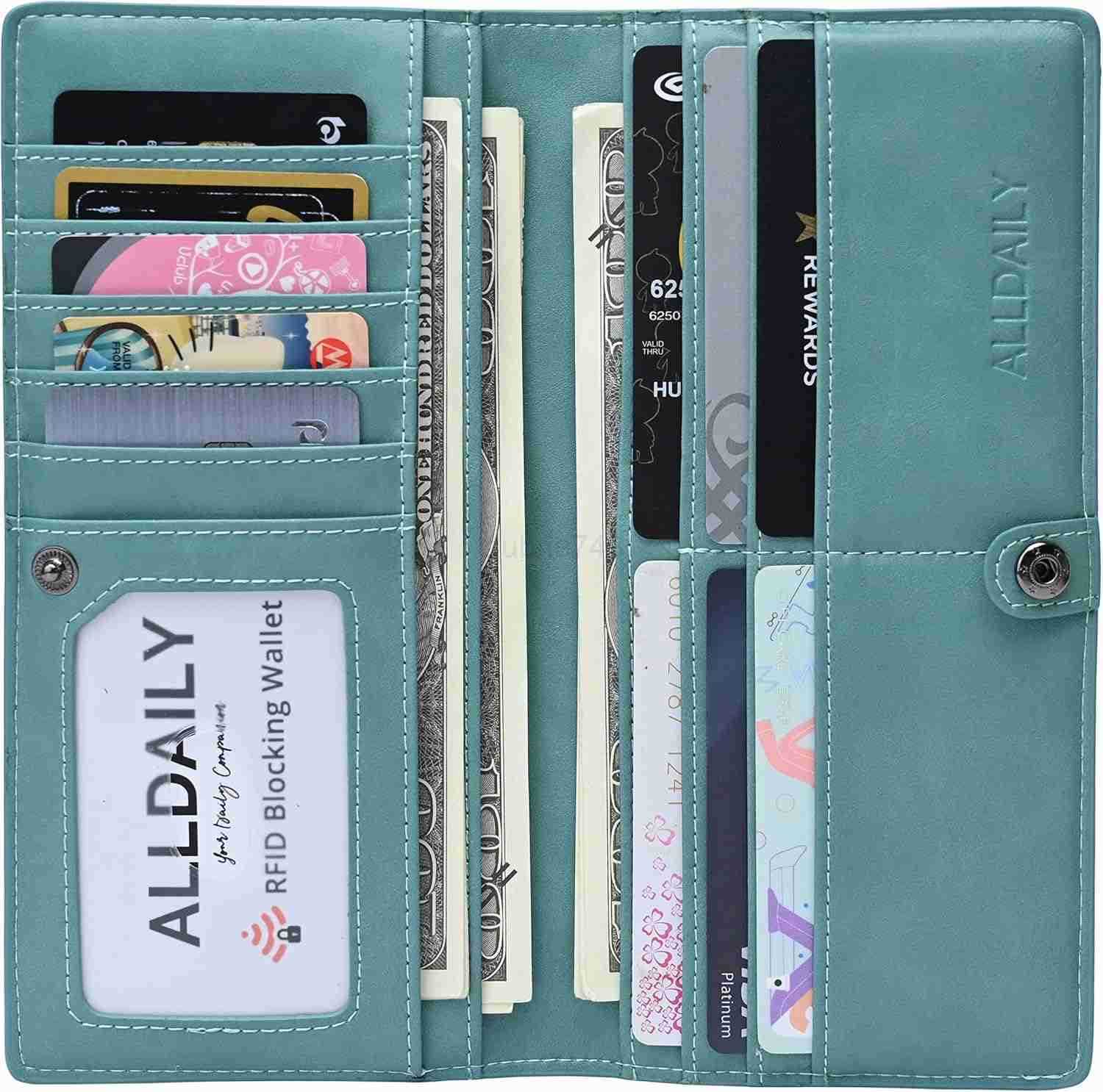 Ultra Slim Thin Women Wallet RFID Blocking CARD Holder Bifold Long Ladies Billfold Purist BlueZ250911