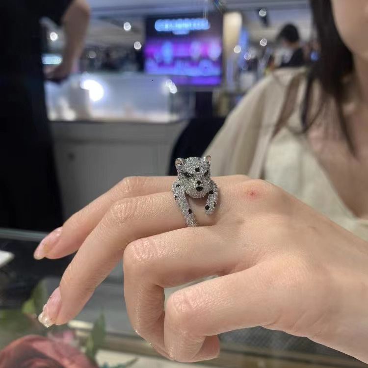 Luxury Brand Designer Jewelry High-End Leopard Ring For Women, Adjustable Open Design, Ins Style, Light Luxury, Elegant, Super Fairy, Micro Pave Full 