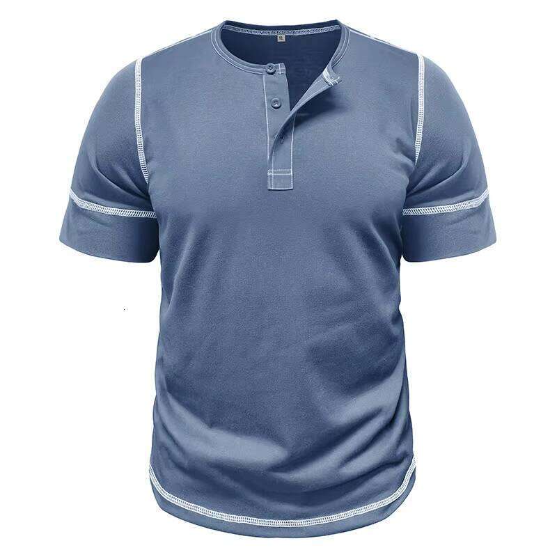Men's Sports Button Muscle Henry T-Shirt Solid Color Round Neck Knitted Polyester/Cotton Outdoor Commuting
