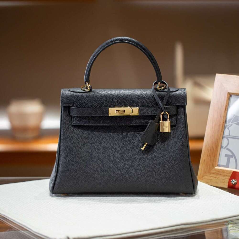 High-End Luxury Genuine Leather Inner Seam Top Layer Togo Cowhide KL High-end Crossbody Handbag Women's Fashion Genuine Leather Bag