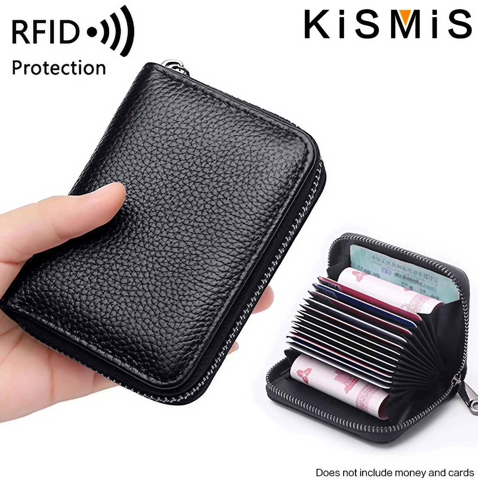 Genuine Leather RFID Blocking Credit Card Holder Wallet Stylish Accordion with 12 Card Slots and 2 Cash Coin Pockets 250902